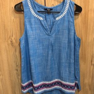 Hatley blue tank with embroidery details
